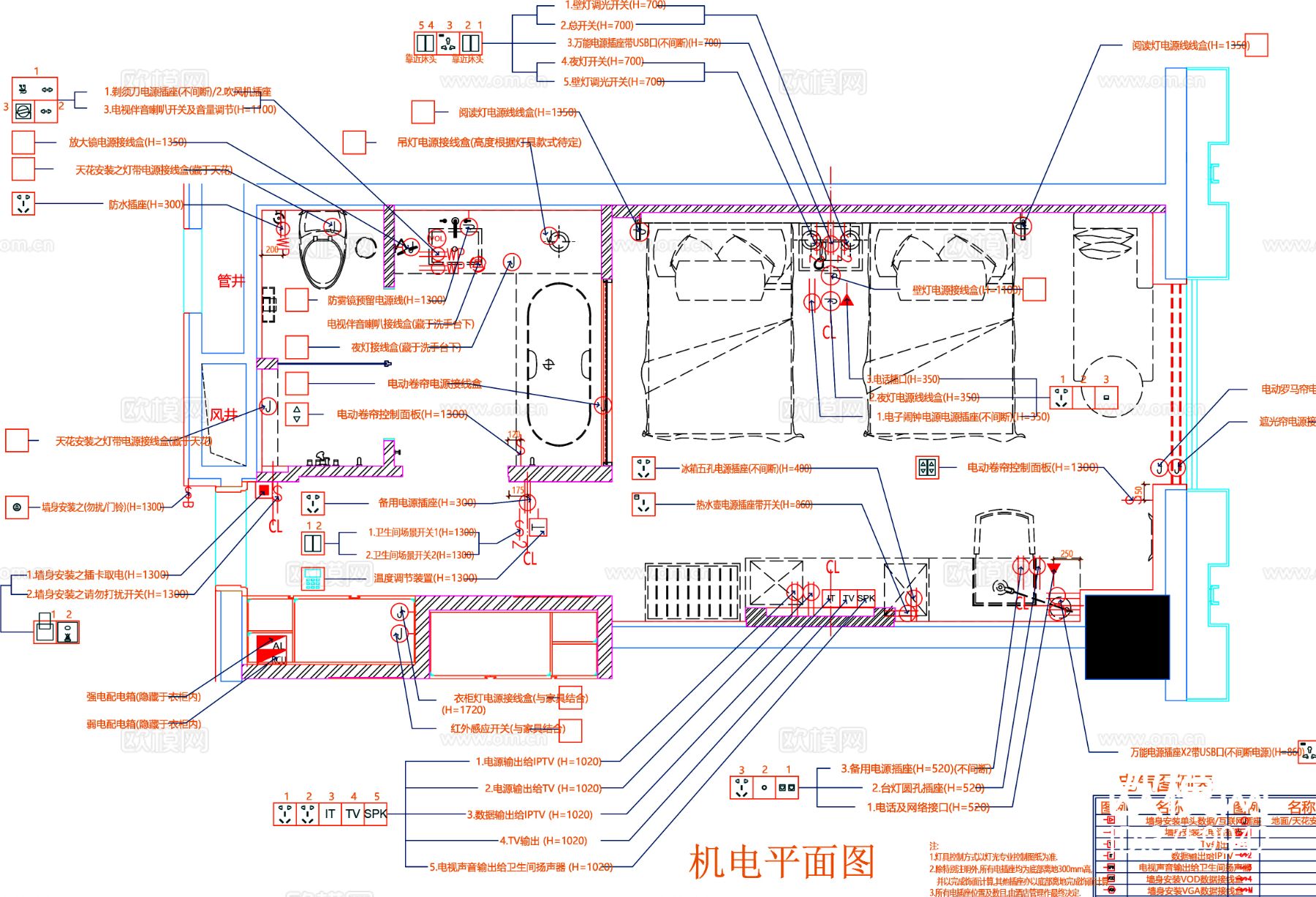 客房cad平面布置图