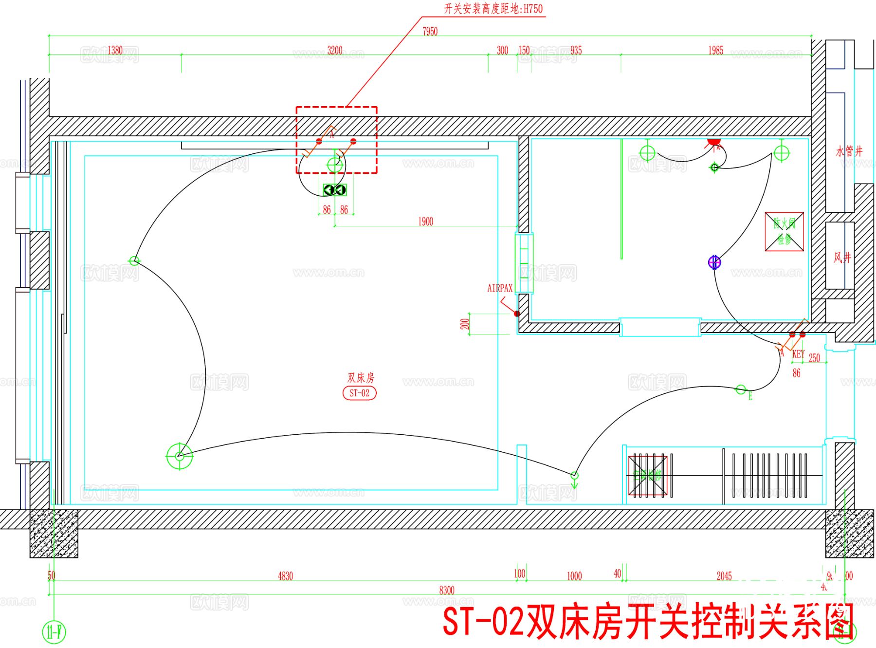 酒店客房 酒店房间 客房平面图 房间平面布局 客房cad平面图