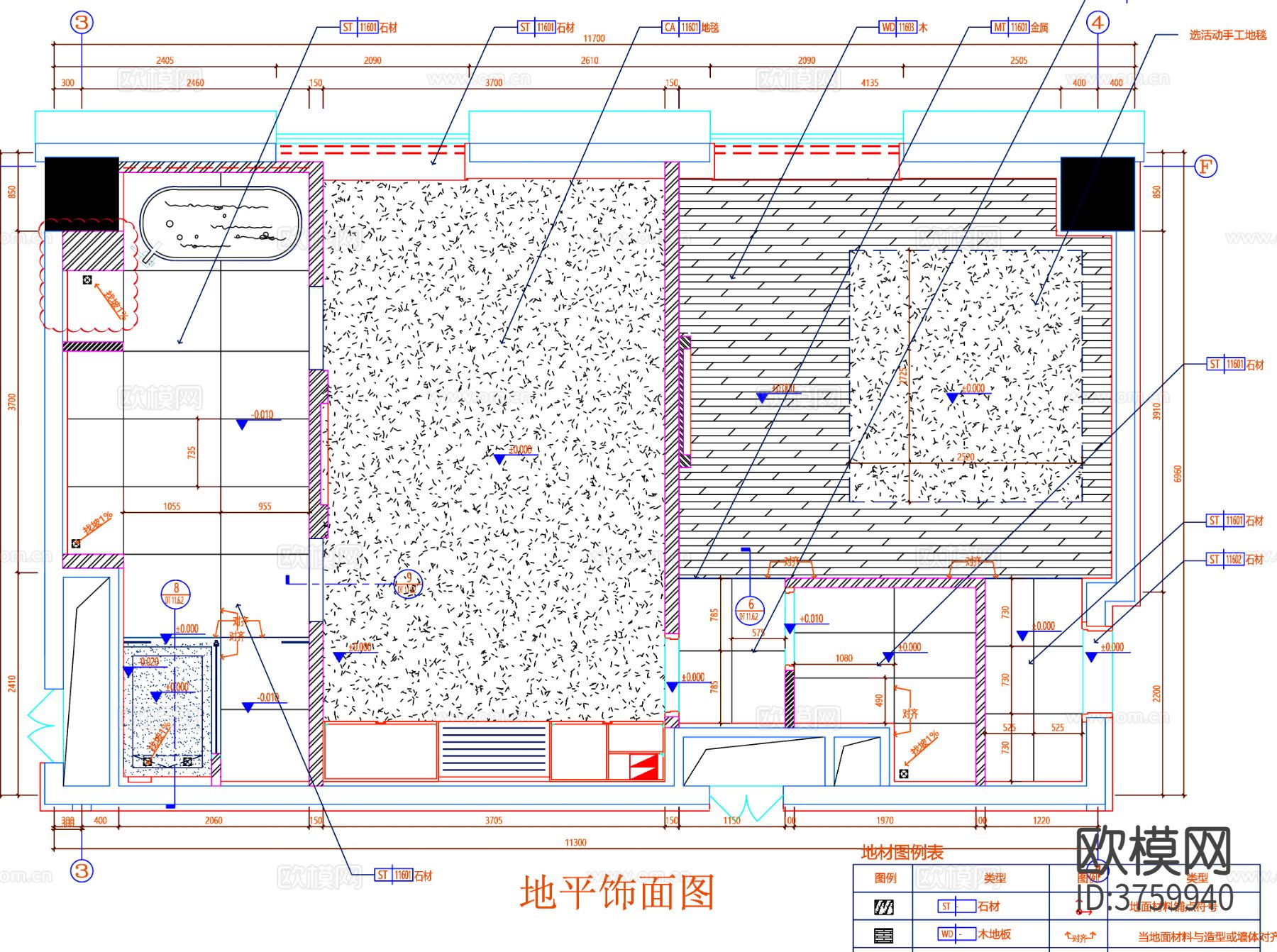 客房cad平面布置图