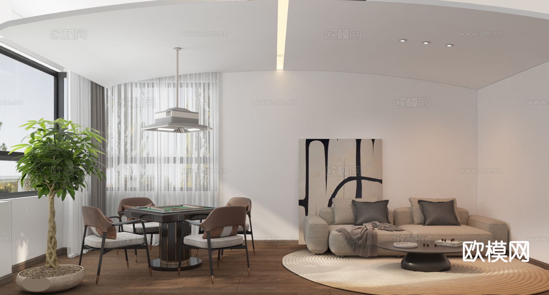 现代棋牌室3d模型下载