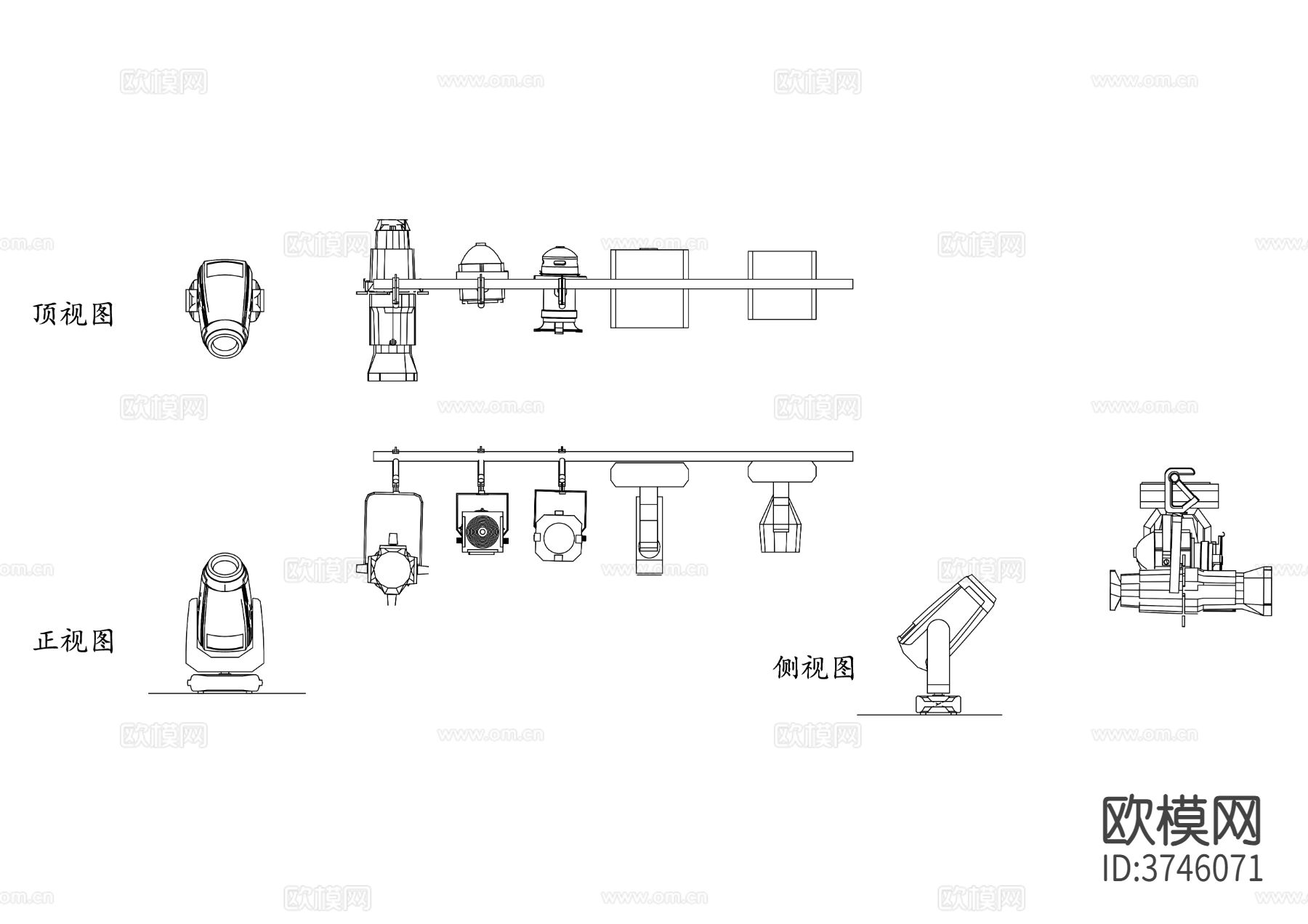 舞台灯光CAD三视图