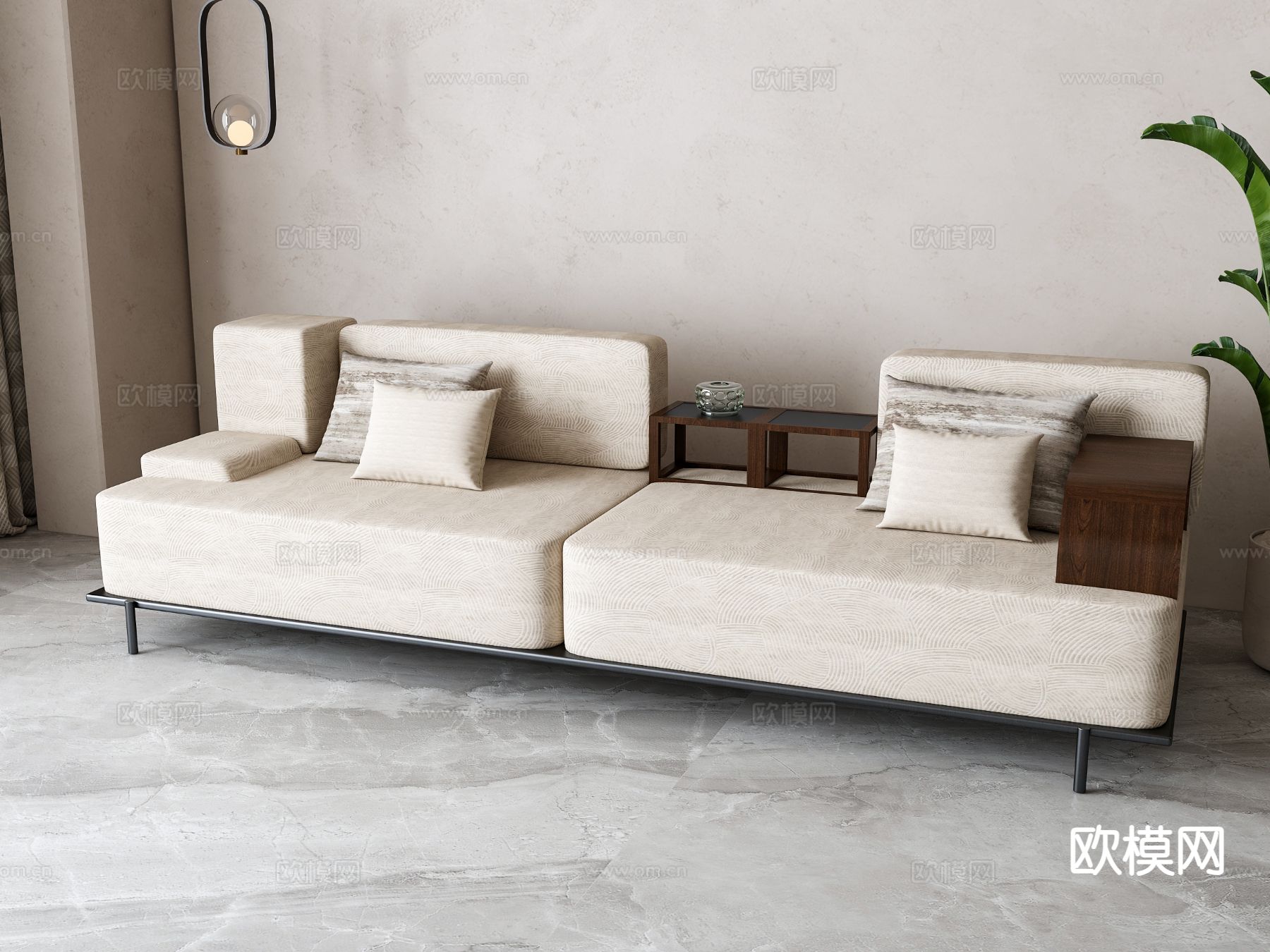 现代双人沙发su模型下载（渲染图2）