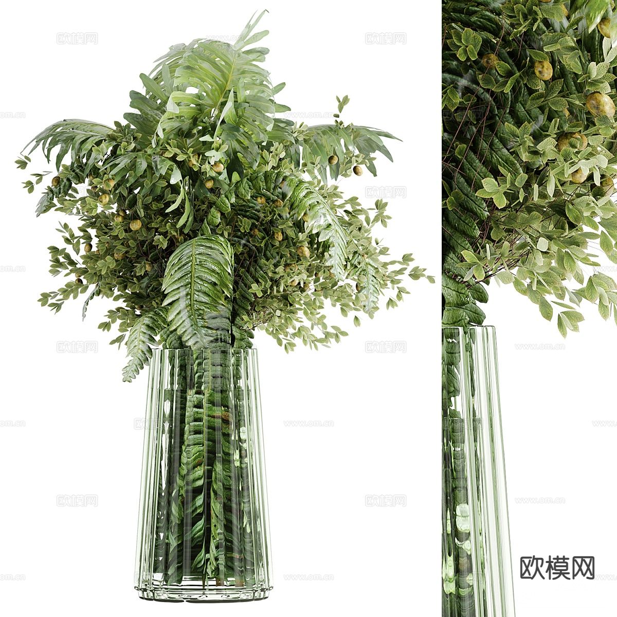 玻璃花瓶 花艺 水培绿植3d模型