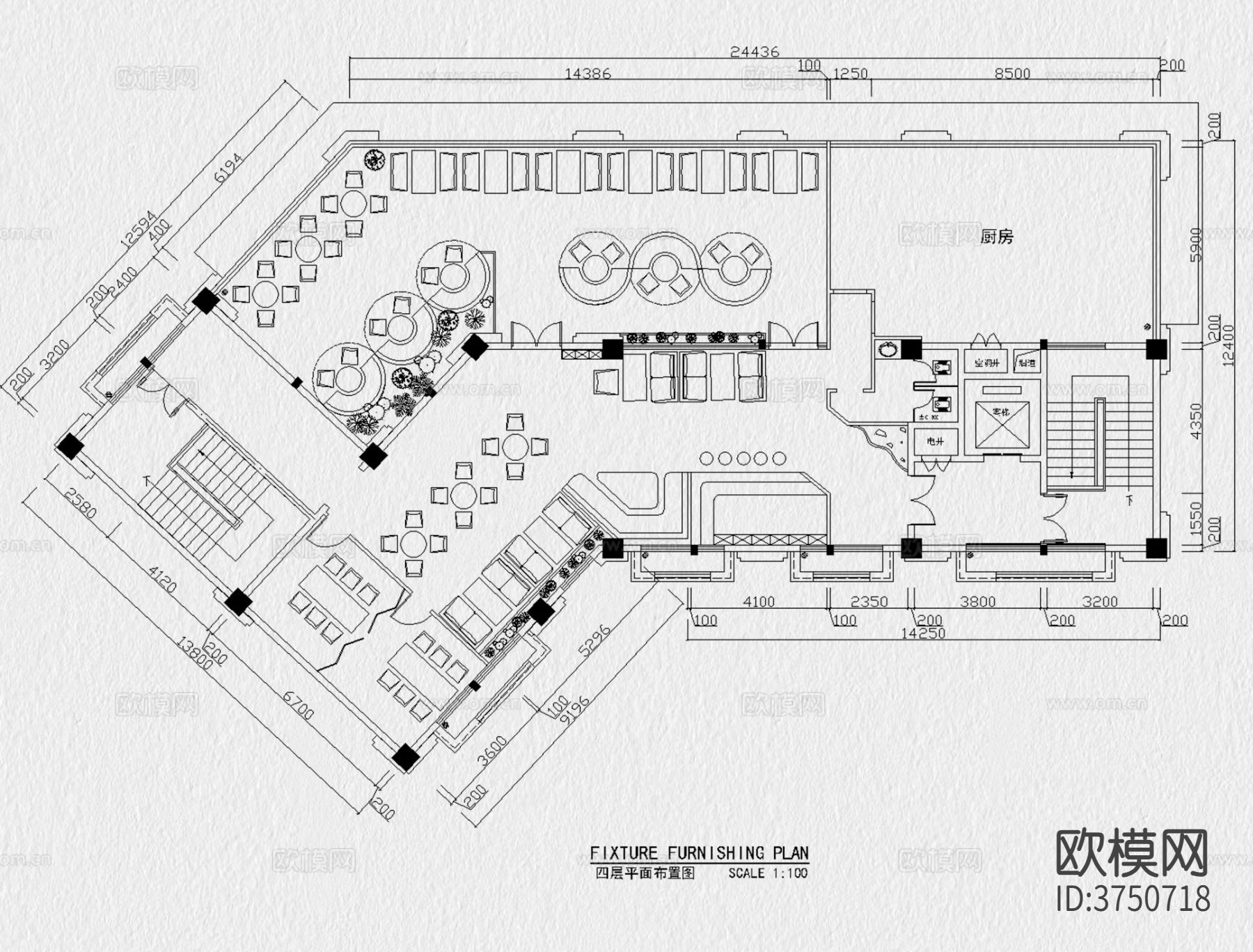 港式茶餐厅装修设计平面布置方案 工装现代餐饮餐厅cad施工图