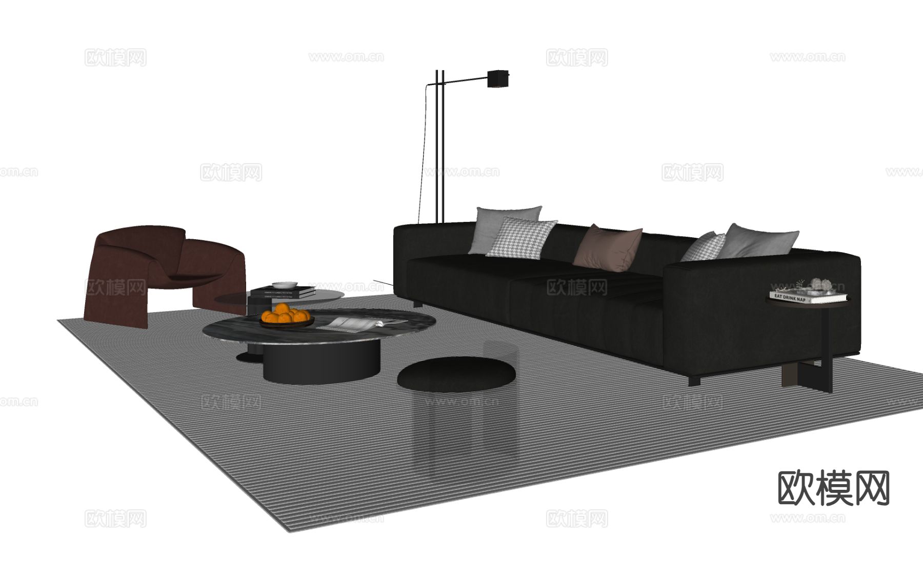 意式组合沙发su模型下载（渲染图1）