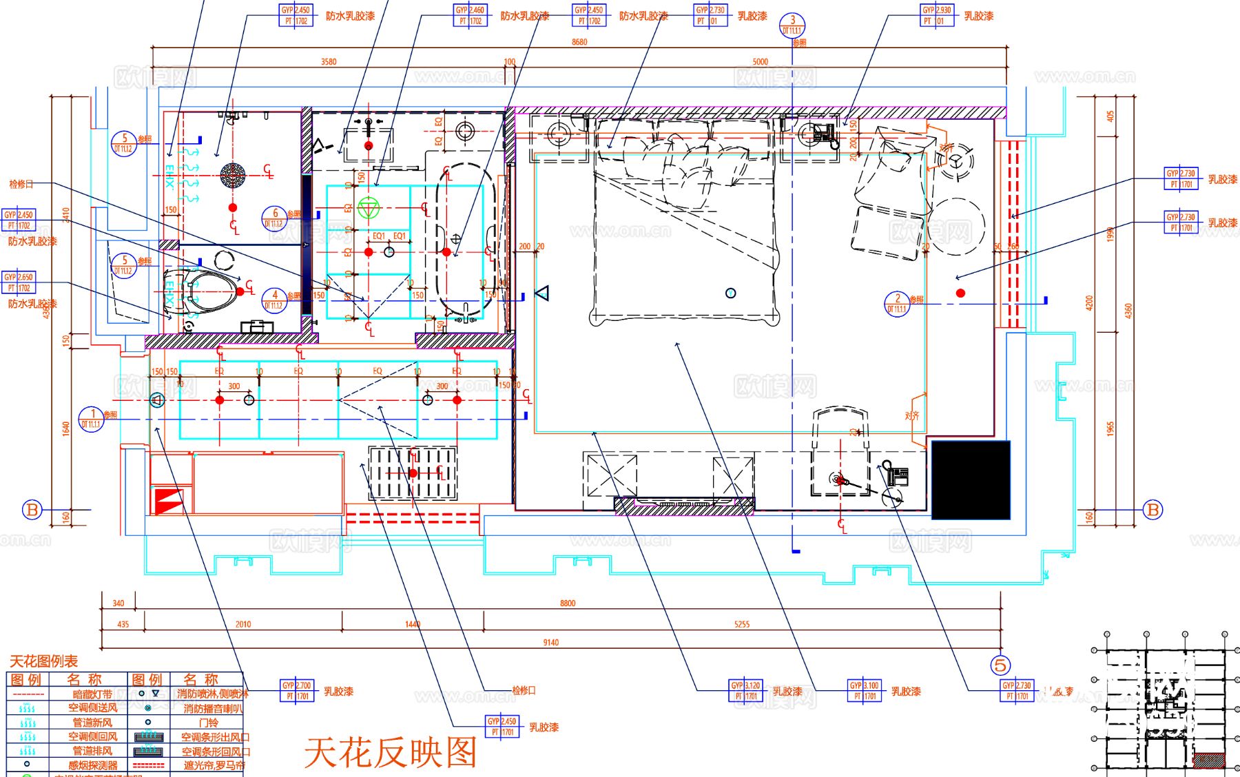 客房cad平面布置图