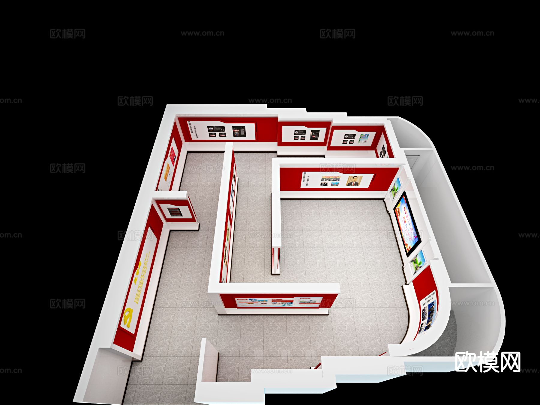 现代党建展厅3d模型