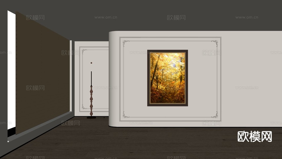 美式装饰画 油画su模型下载(渲染图1)