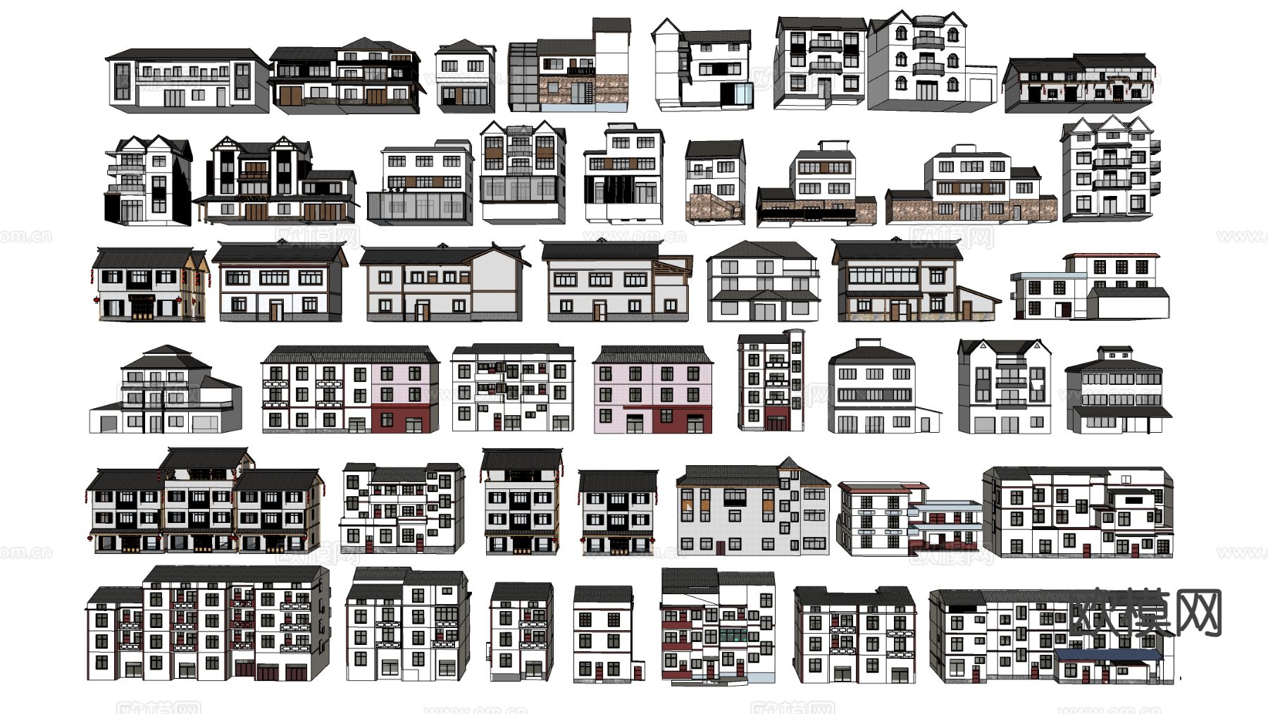 新中式乡村民房 乡村自建房su模型