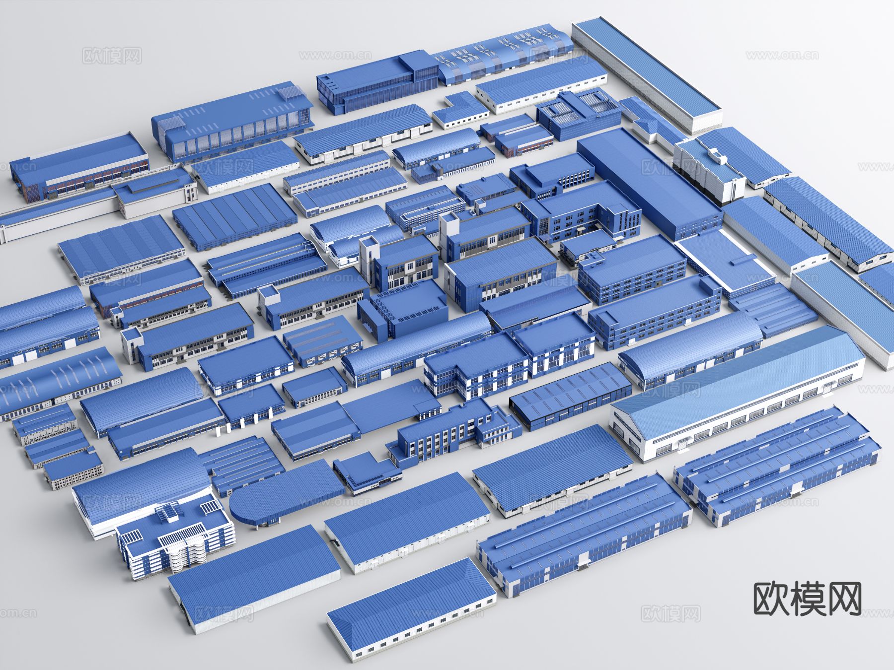 现代工业生产车间 工地板房 轻钢瓦厂房3d模型