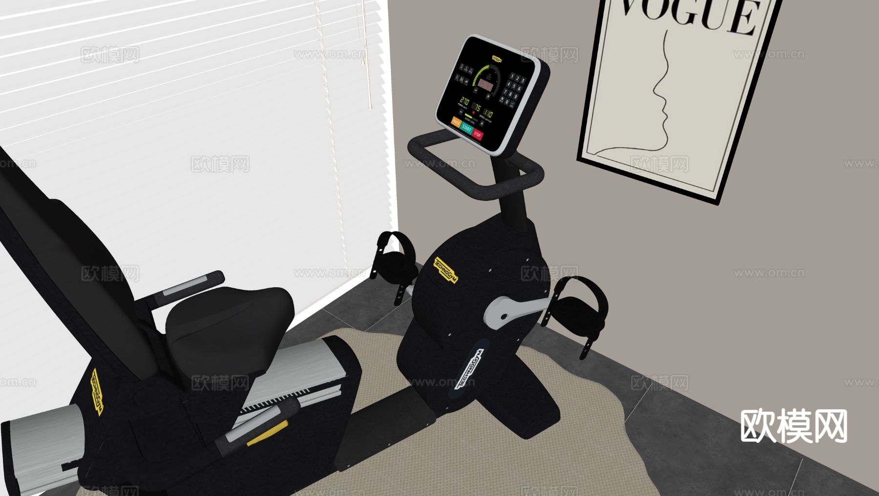 健身车 脚踏磁力自行车su模型下载（渲染图1）