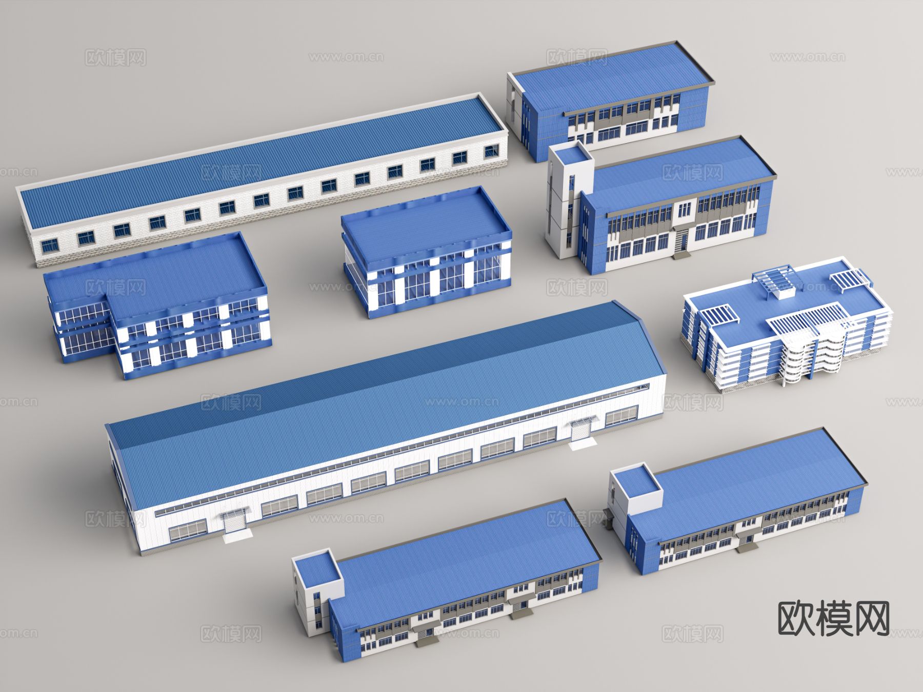 工业生产车间 工地板房 钢结构工厂 轻钢瓦厂房3d模型