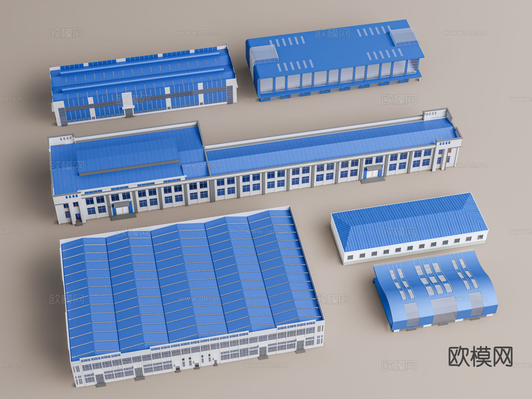 工业生产车间 工地板房 钢结构工厂 轻钢瓦厂房3d模型