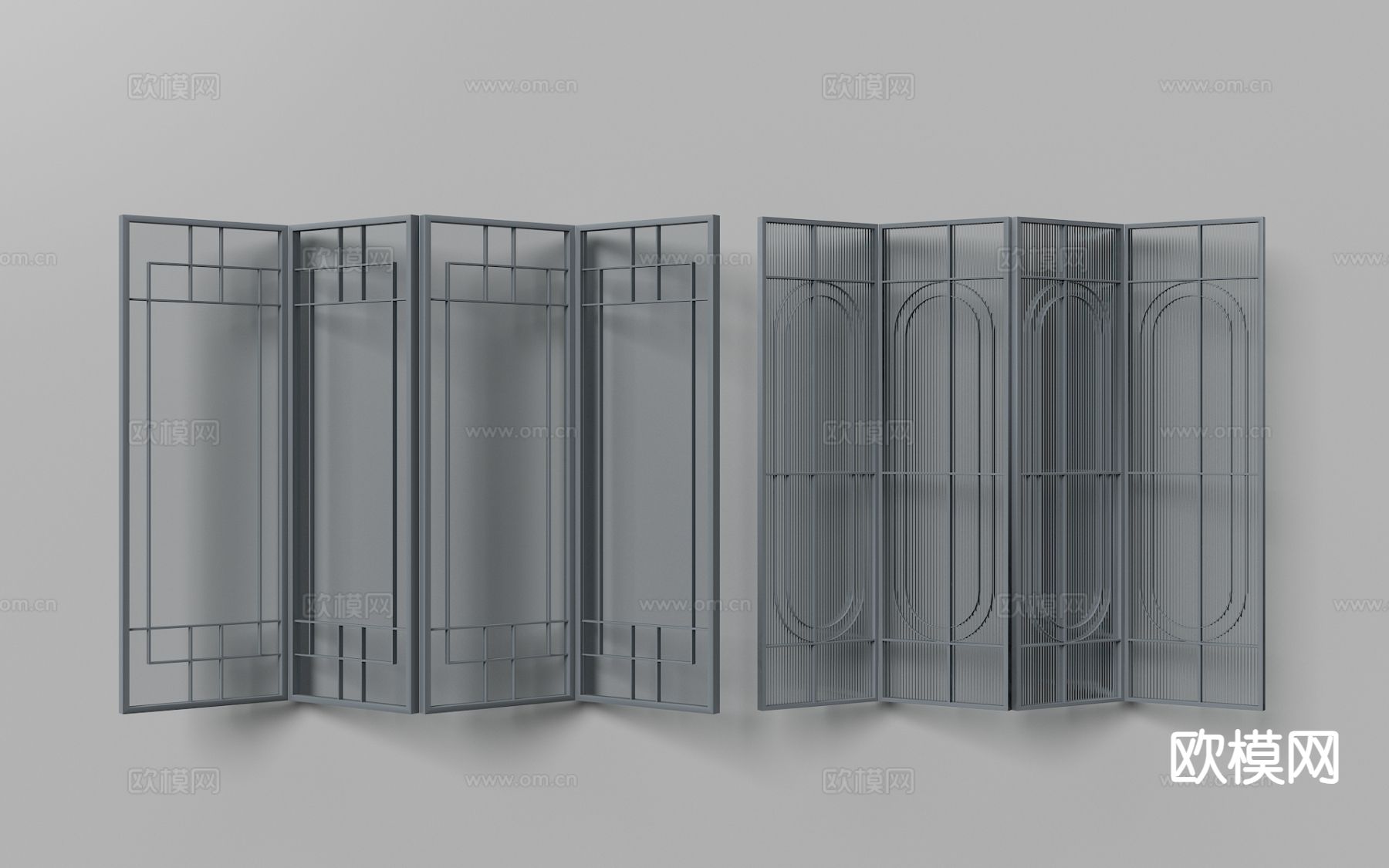 现代屏风隔断 玻璃屏风su模型