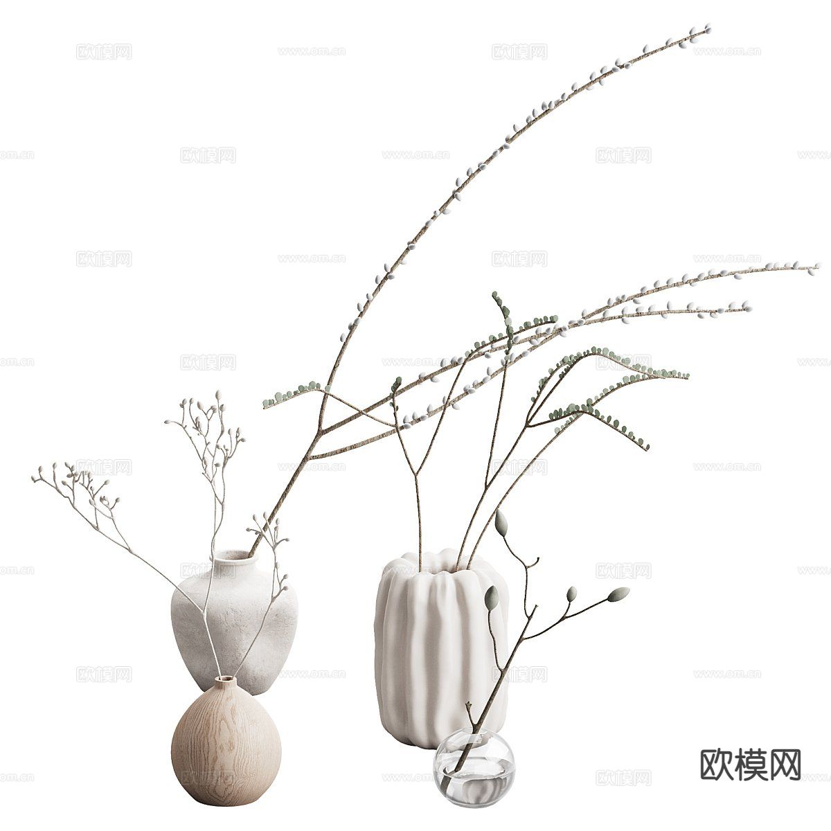 现代花瓶 花卉 鲜花 插花3d模型