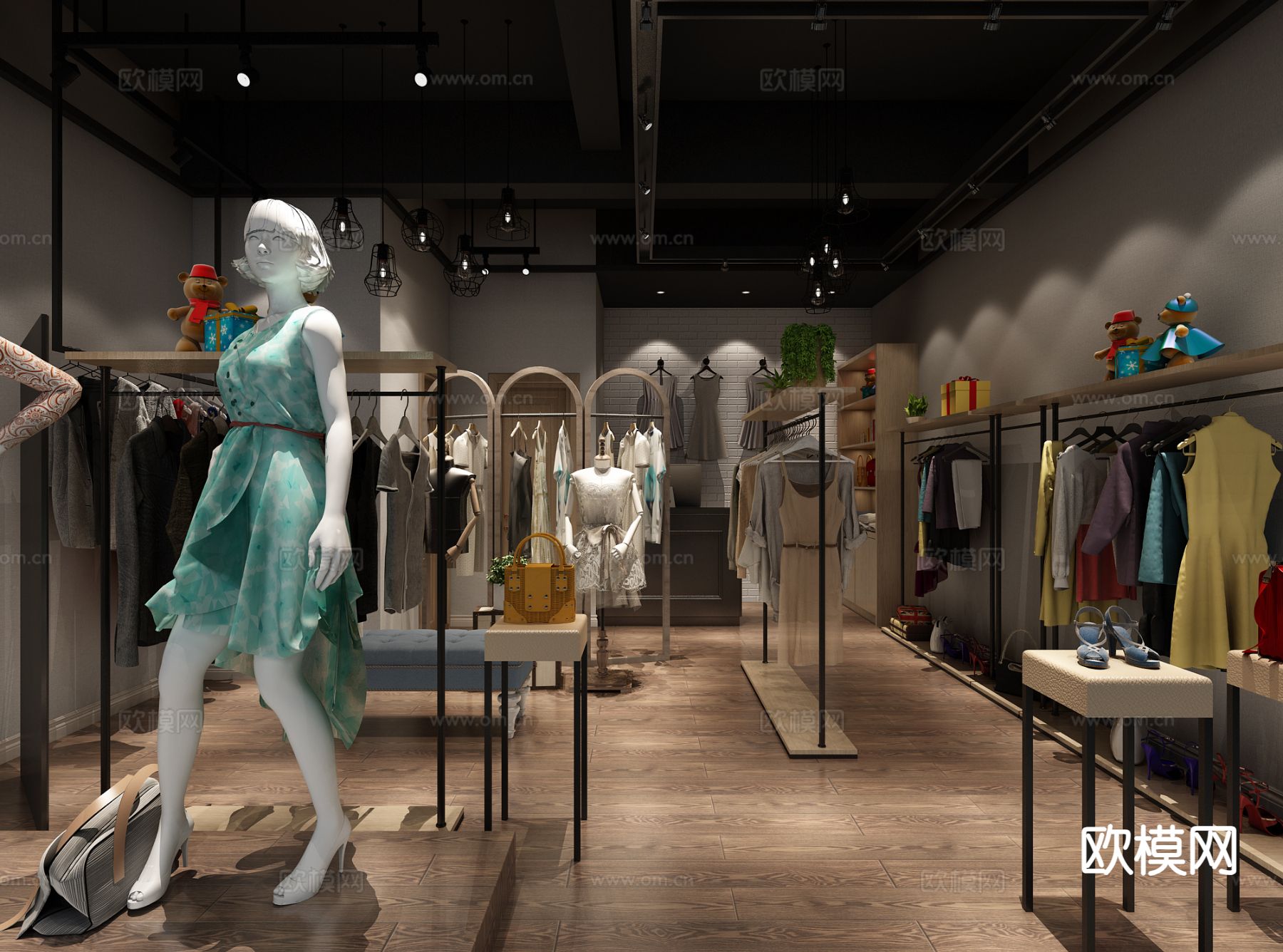 工业风服装店 女装店3d模型