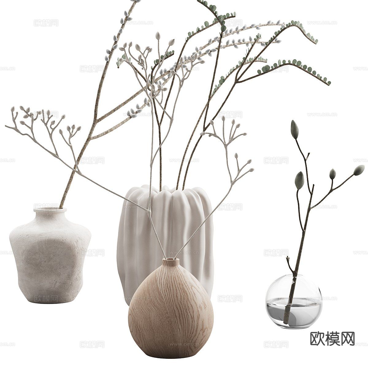 现代花瓶 花卉 鲜花 插花3d模型