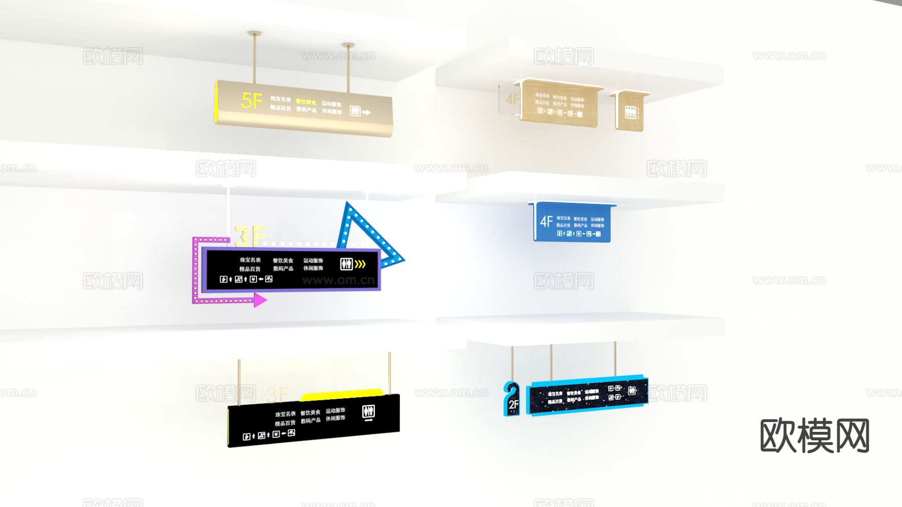 现代商场导视牌 指示牌3d模型