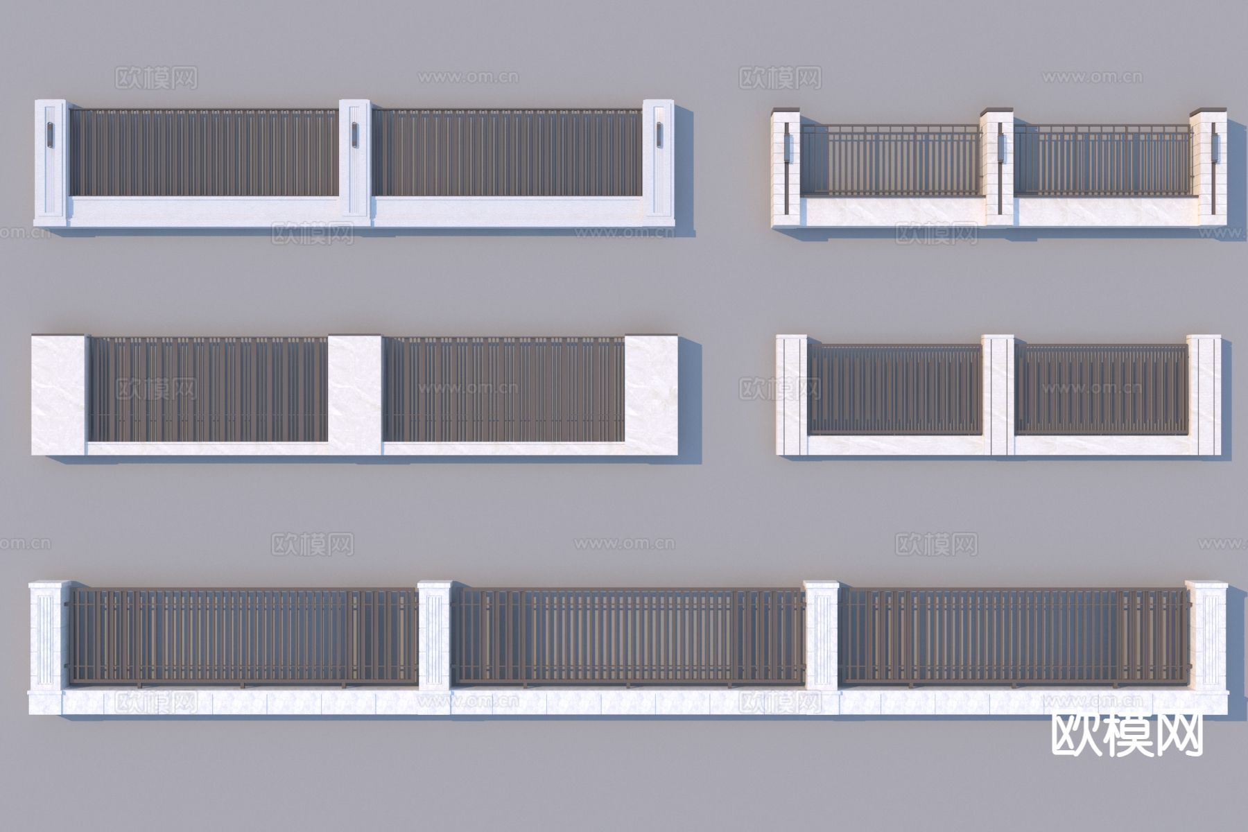 现代小区围墙 围栏 护栏3d模型