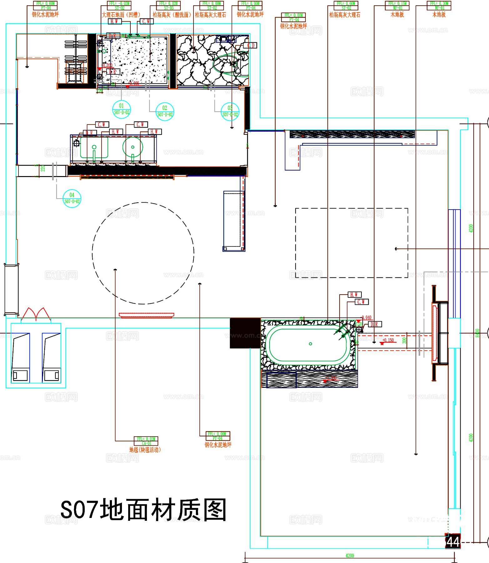 酒店客房cad平面图