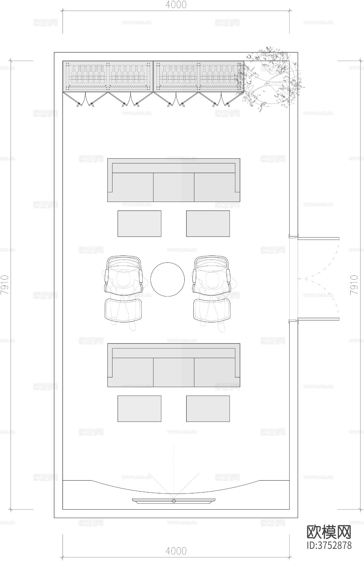 地下室别墅影音室cad平面图