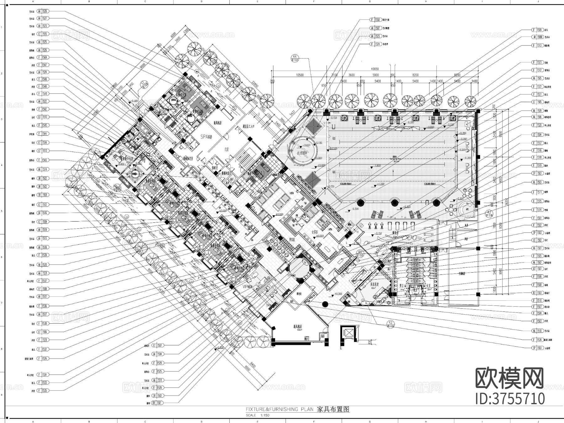 泳池健身综合会所cad施工图