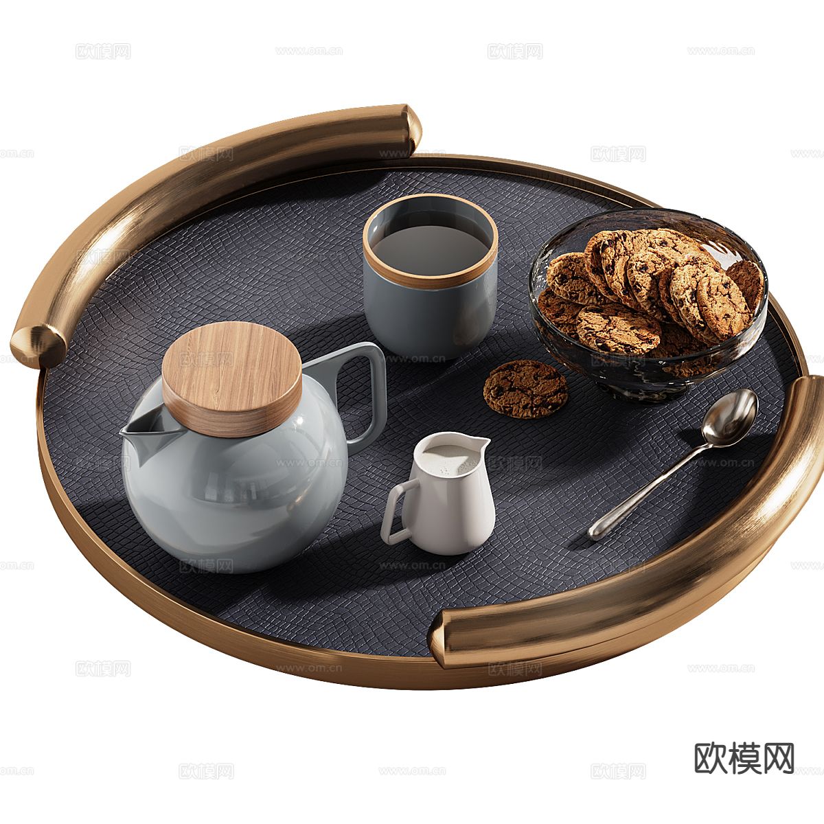 新中式茶具摆件 茶壶 茶杯su模型