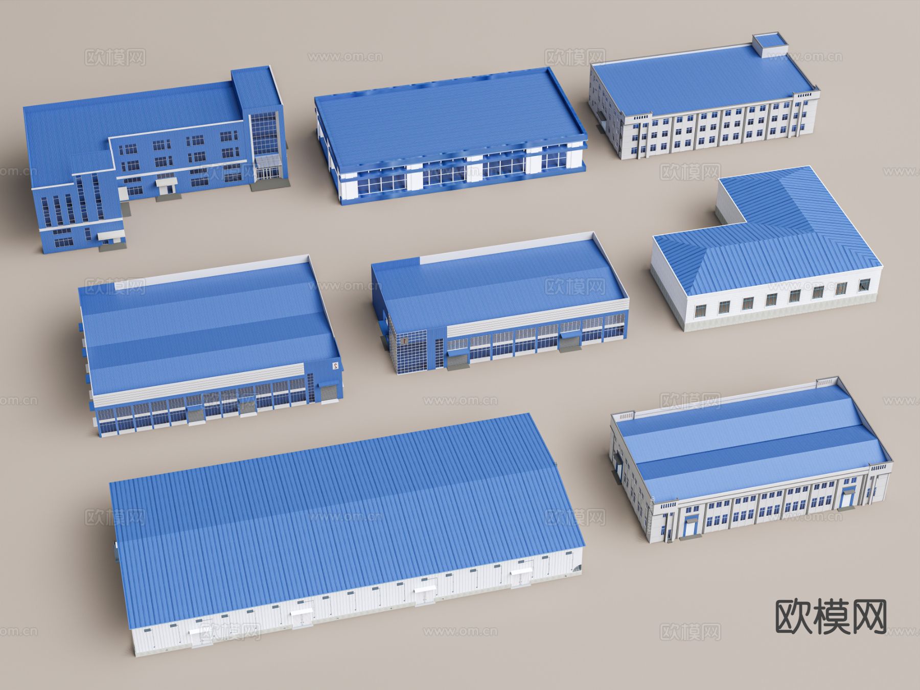 工业生产车间 工地板房 钢结构工厂 轻钢瓦厂房3d模型