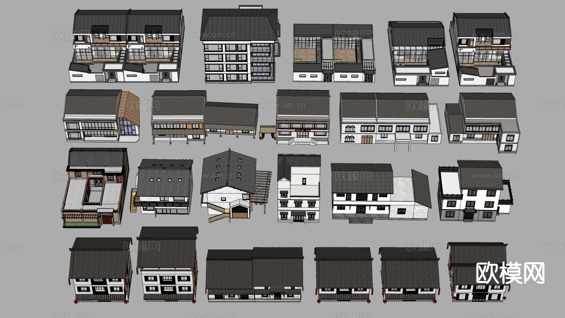 新中式乡村民房 乡村自建房su模型