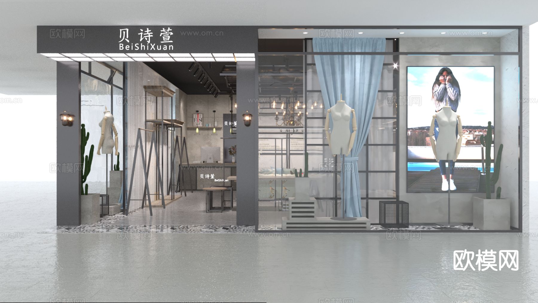 工业风服装店3d模型