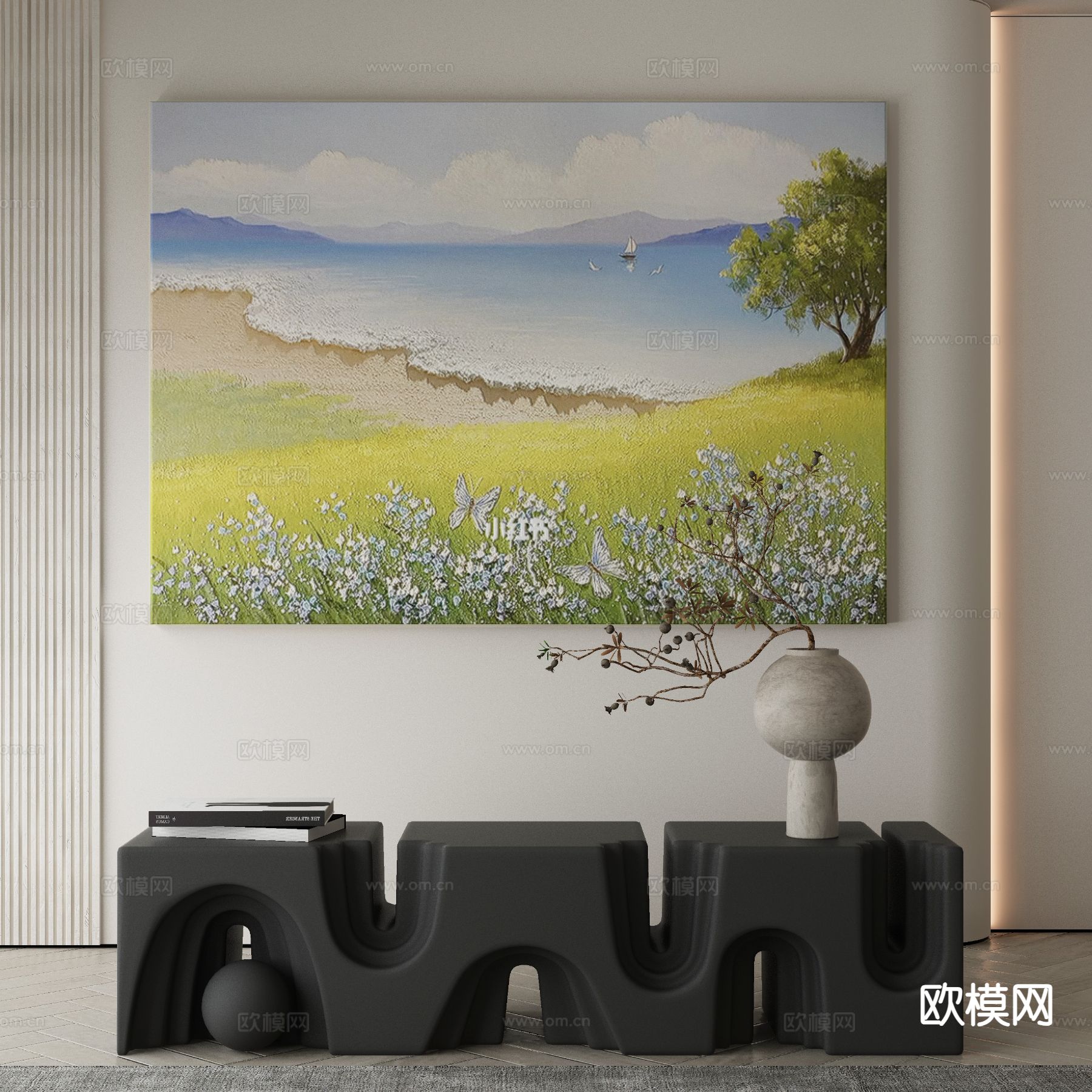 现代装饰画 风景油画3d模型