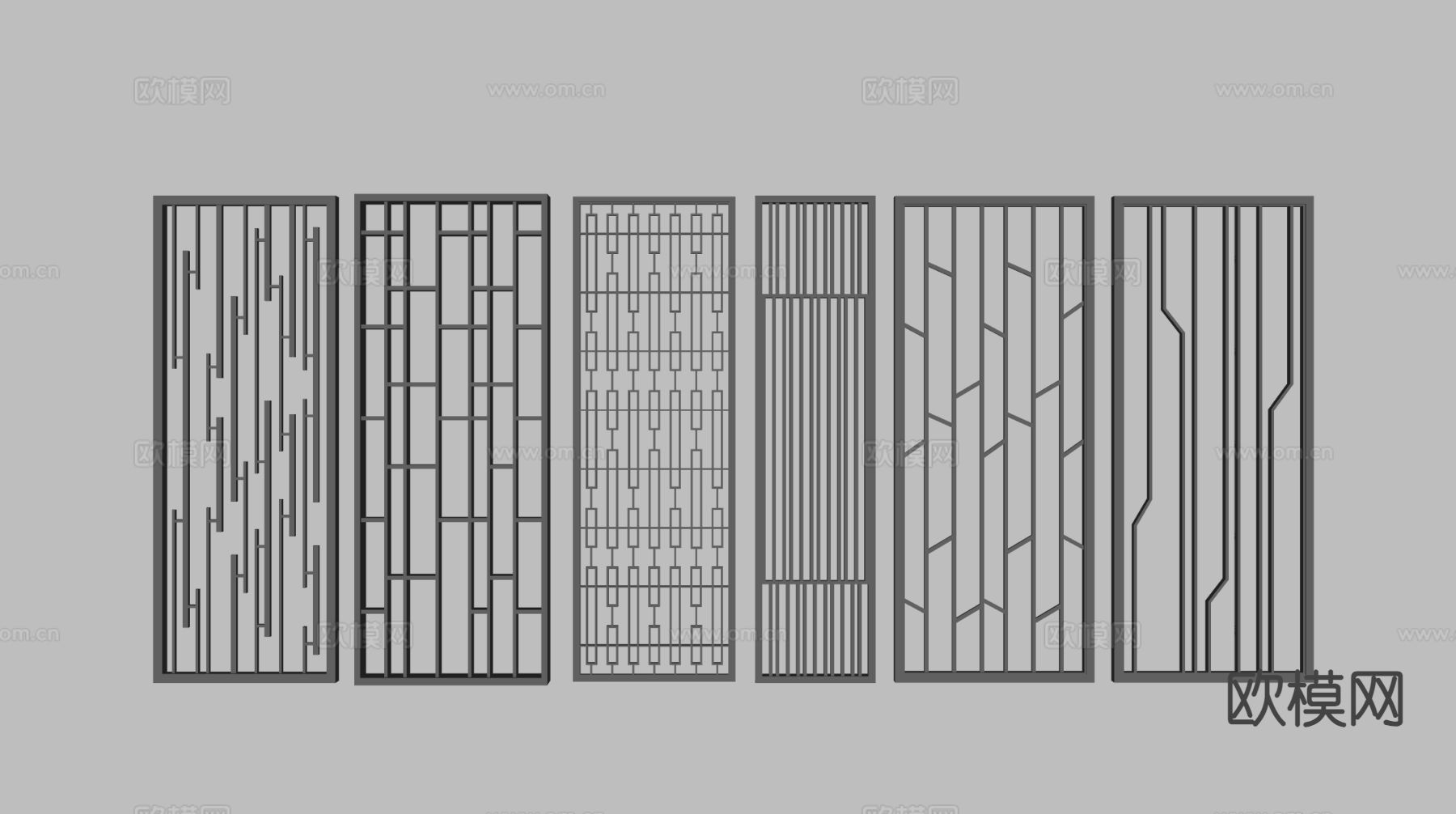 现代屏风隔断 玻璃屏风su模型