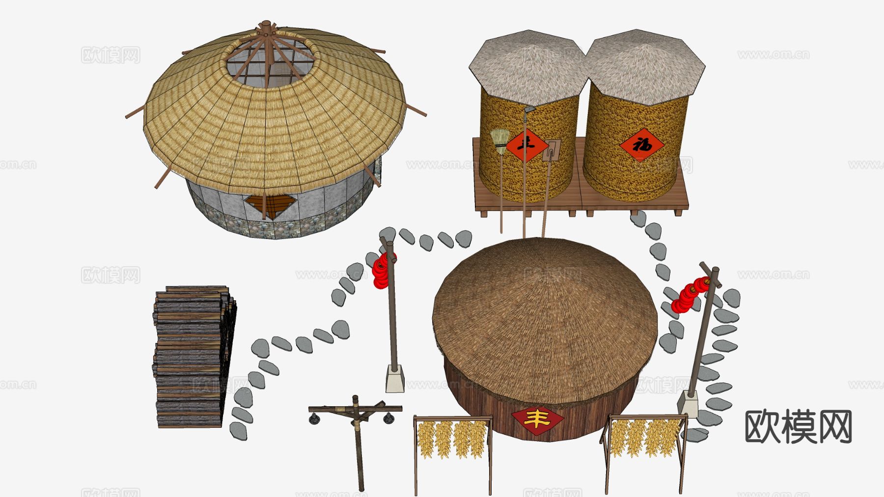 现代乡村谷仓 乡村粮仓 乡村小品su模型