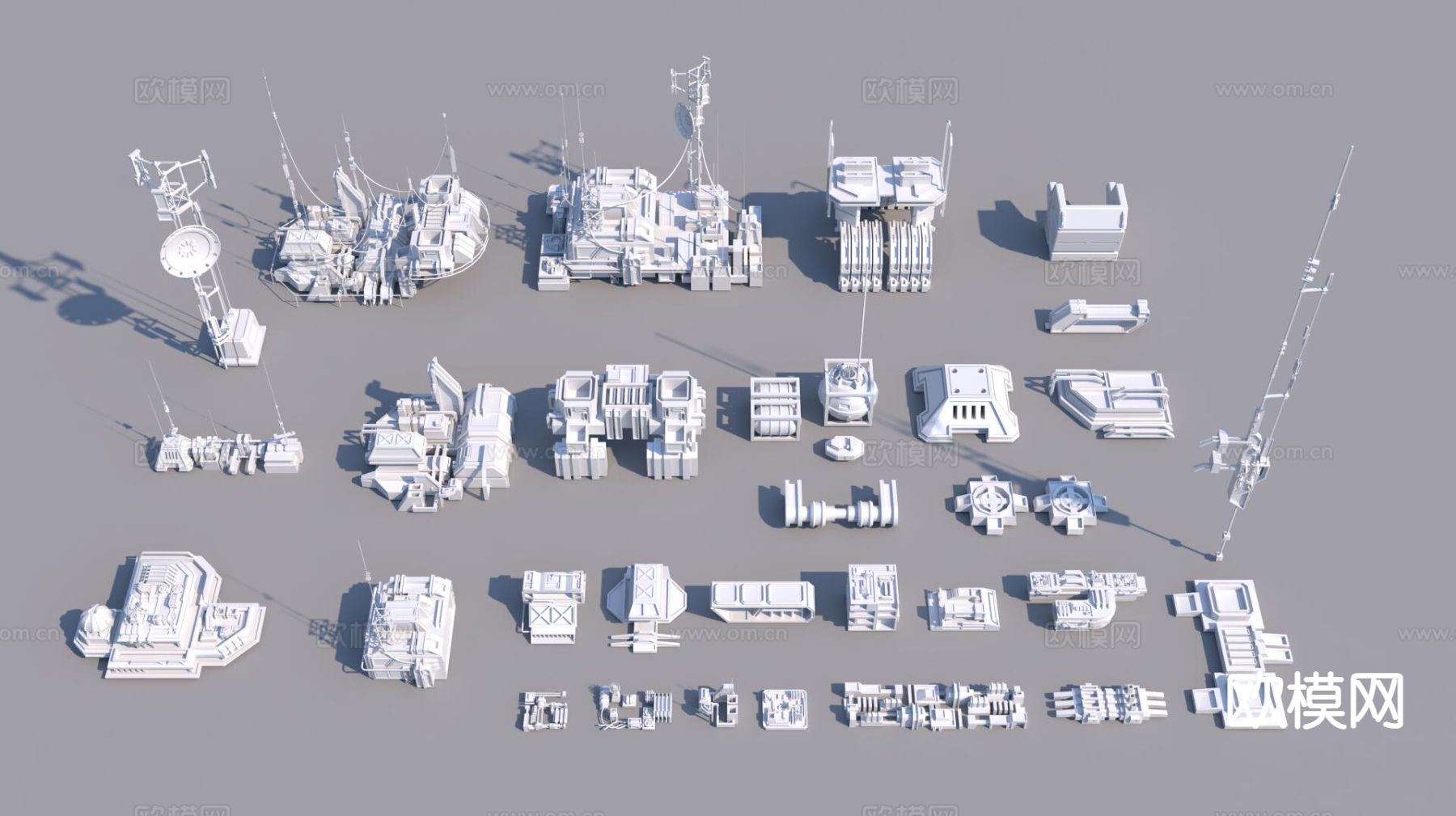 科幻建筑构件3d模型