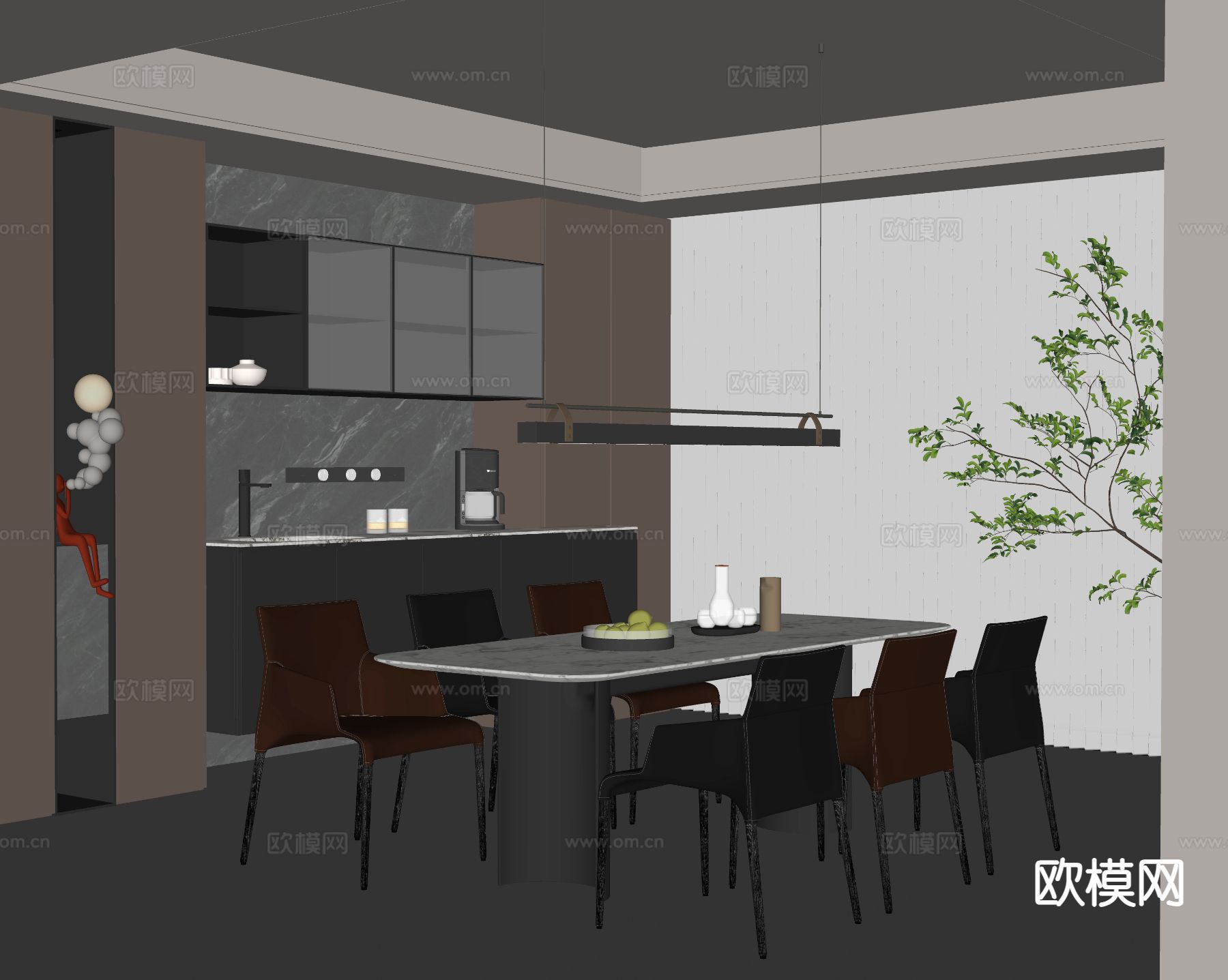 意式餐厅su模型下载（渲染图1）