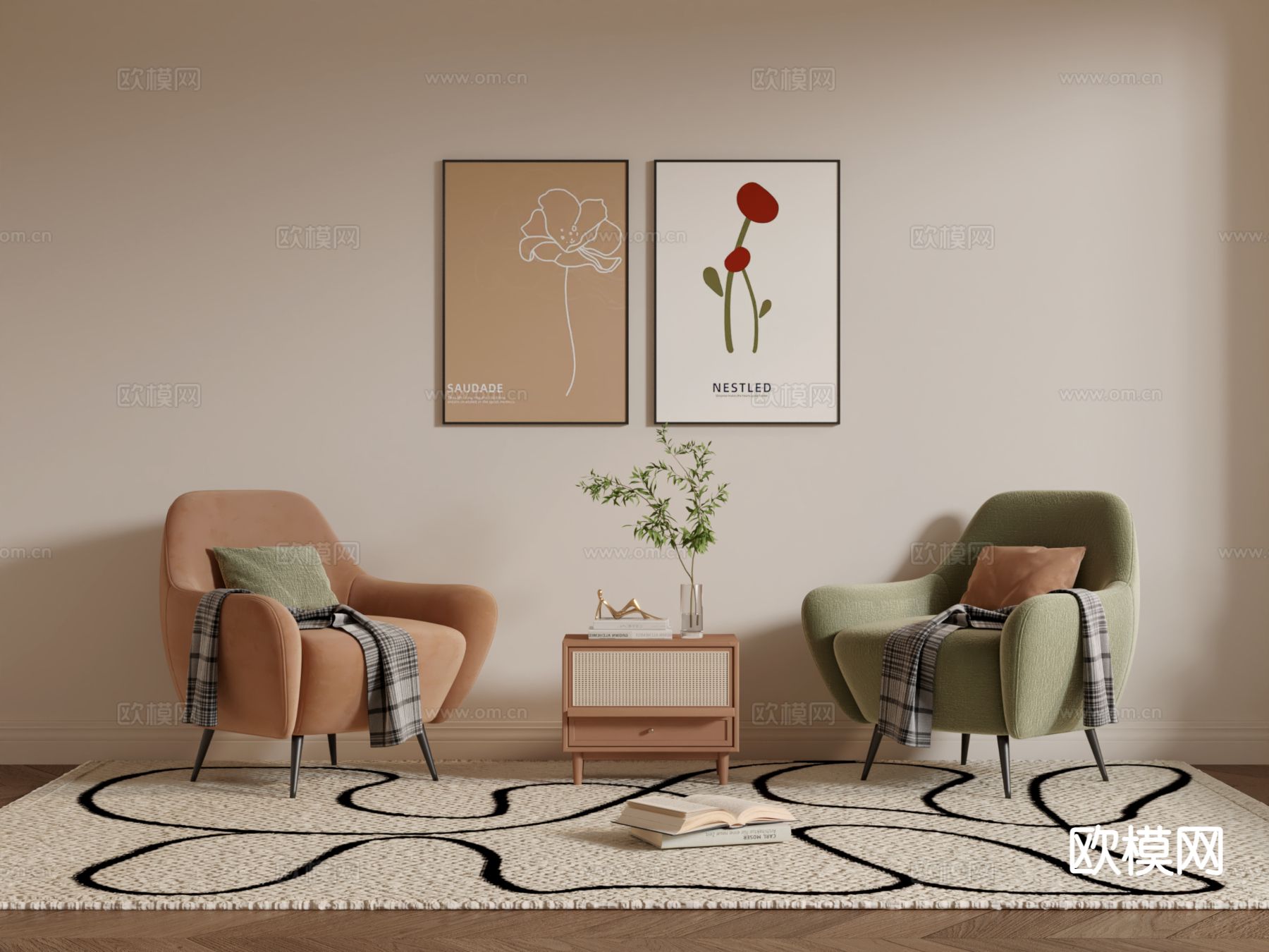 现代单人沙发3d模型下载