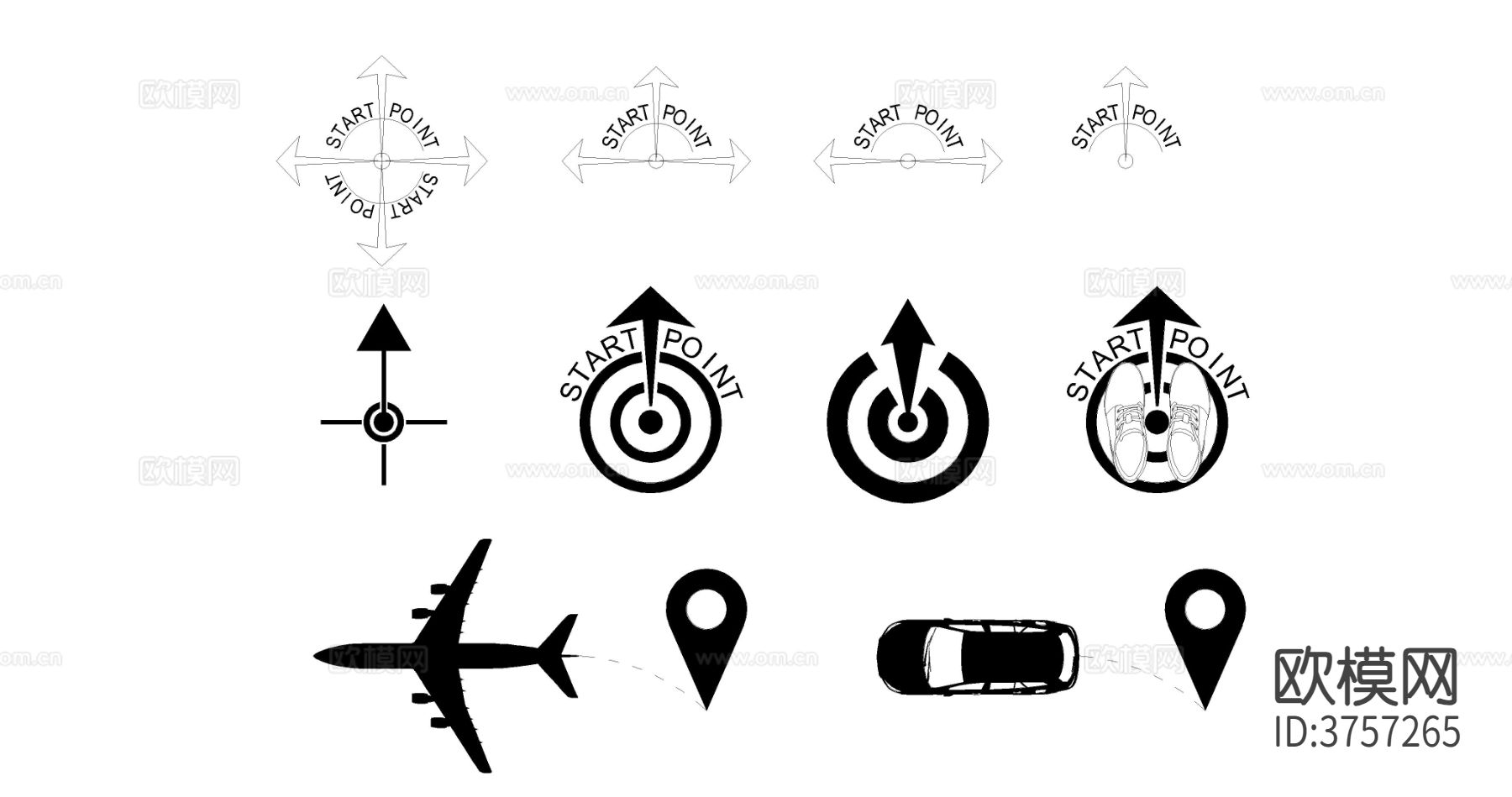 机场起点符号 图标CAD图块