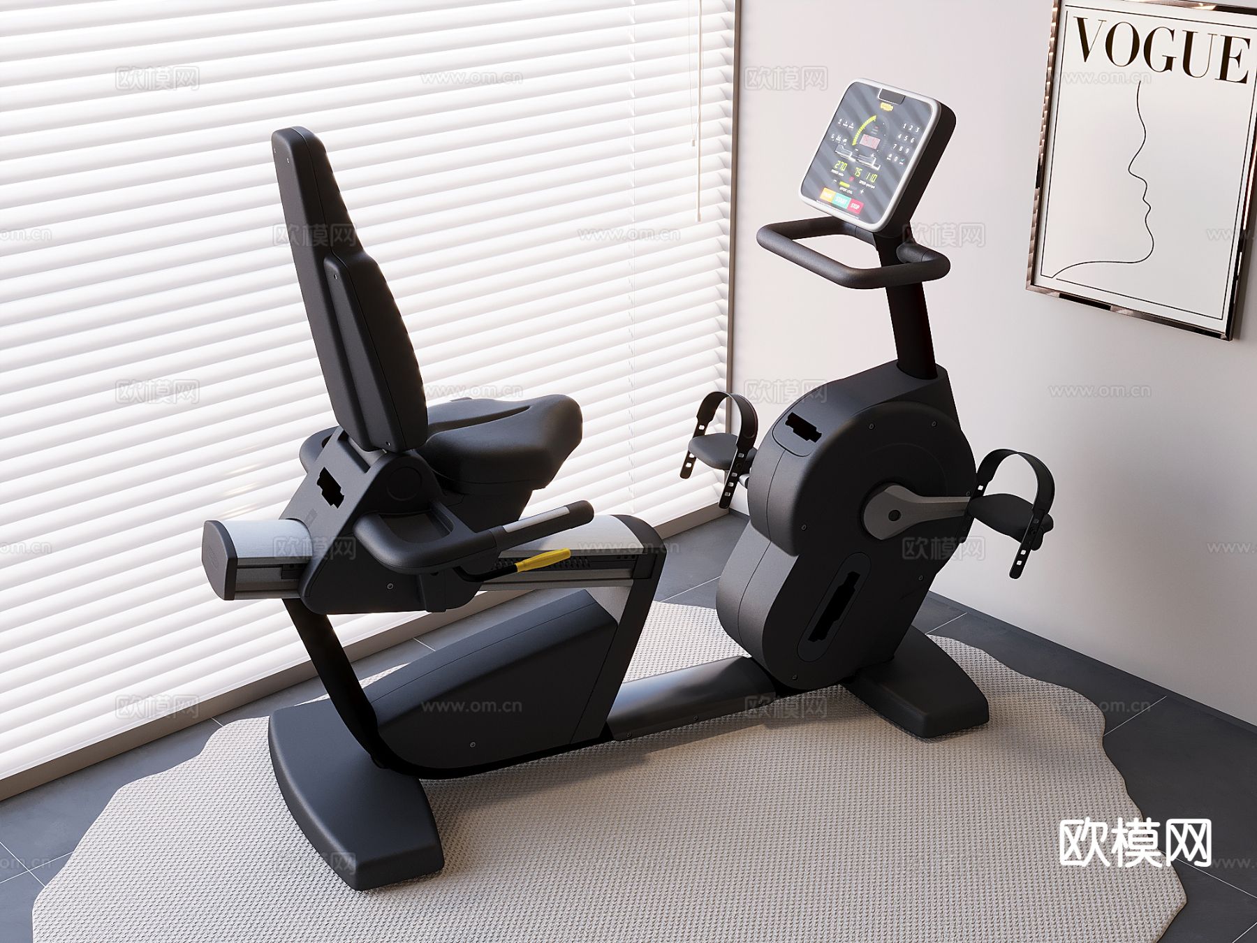 健身车 脚踏磁力自行车su模型下载（渲染图2）