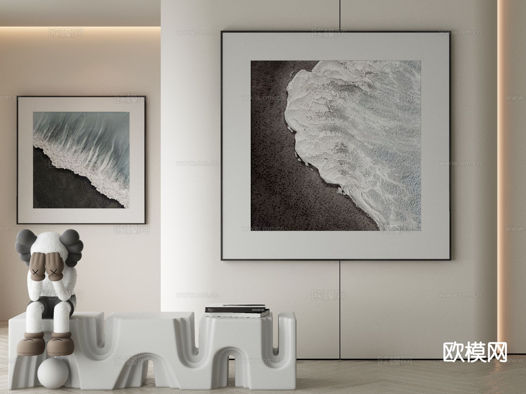 现代装饰画 油画 海浪画3d模型