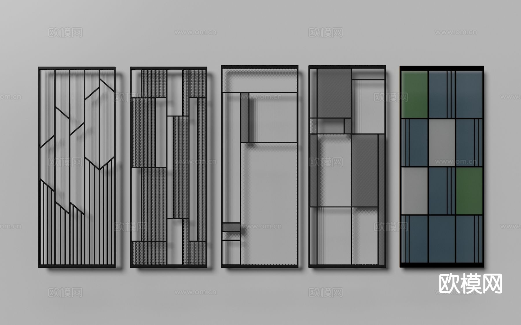 现代屏风隔断 玻璃屏风3d模型