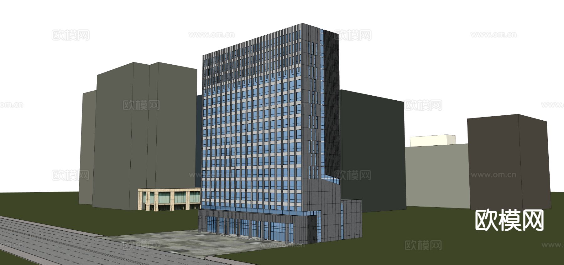现代办公楼 商业住宅楼su模型