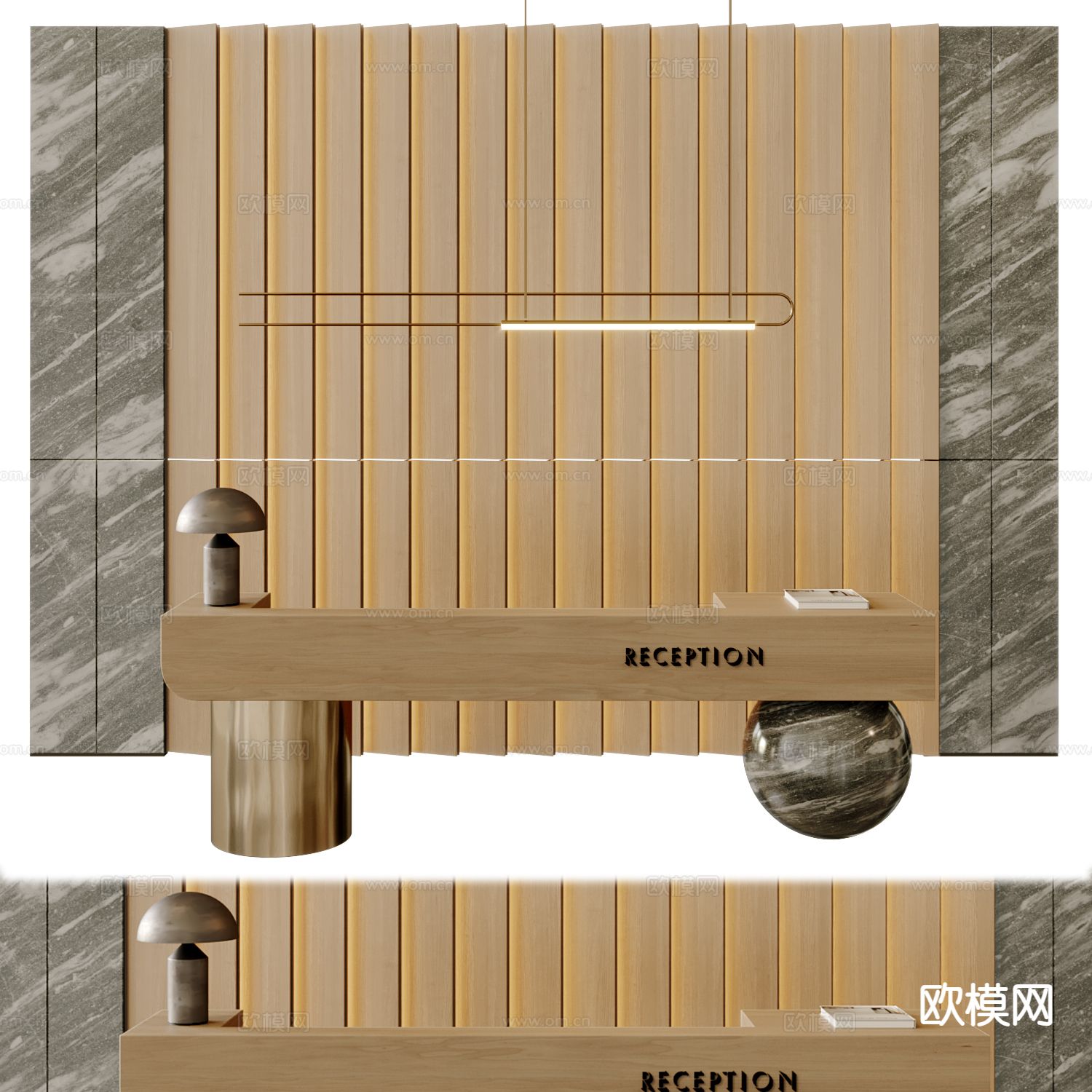 公司接待前台 接待处su模型下载（渲染图2）