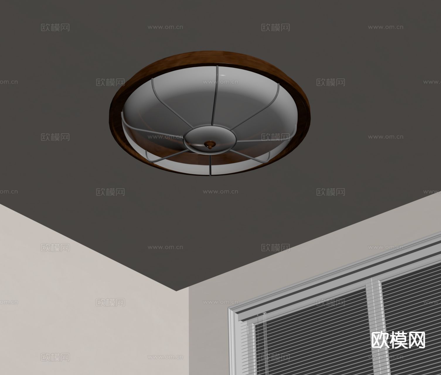 法式吸顶灯su模型下载（渲染图1）