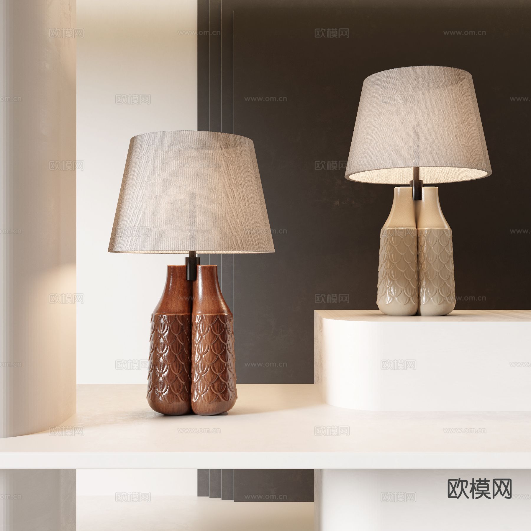 中古风台灯 花瓶台灯3d模型下载