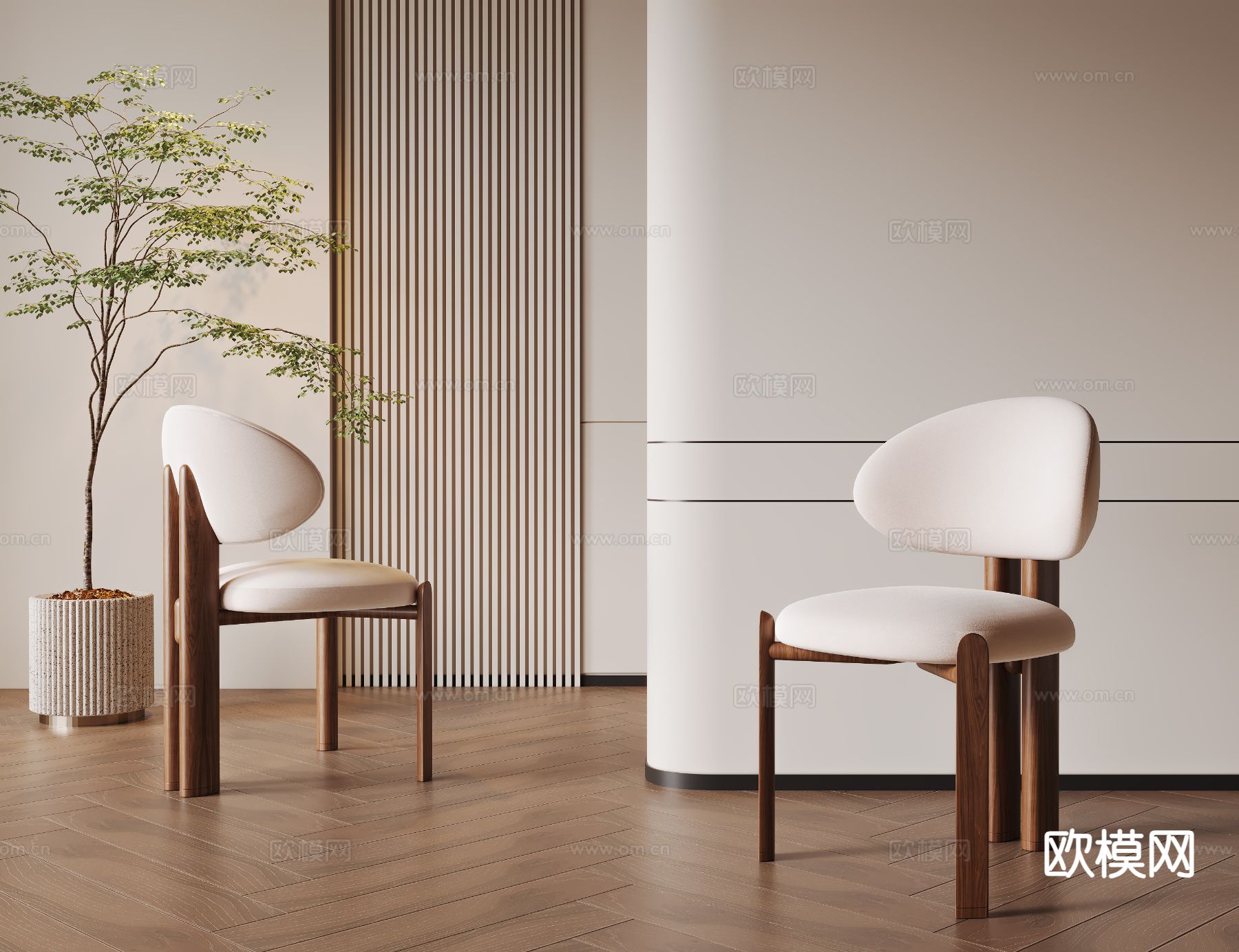 中古风单椅 餐椅su模型下载（渲染图2）