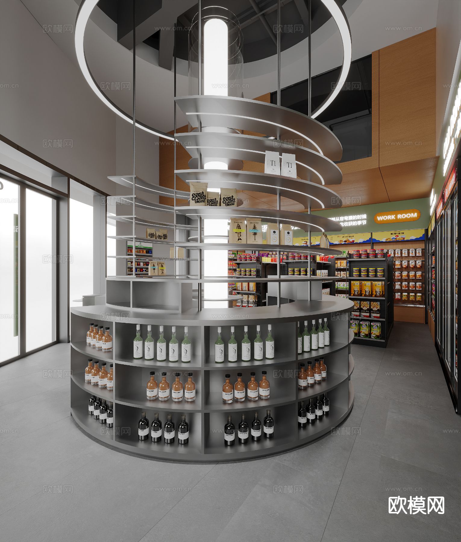 便利店 食品货架 超市su模型下载（渲染图2）