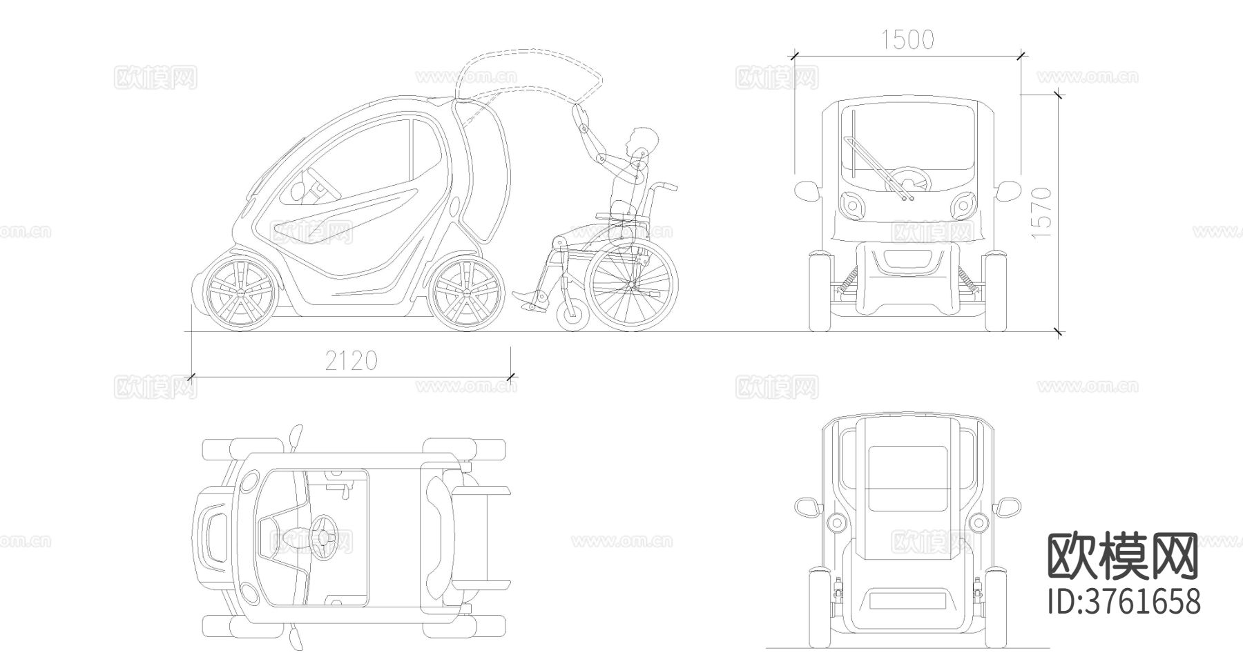 残疾人专用汽车CAD图块