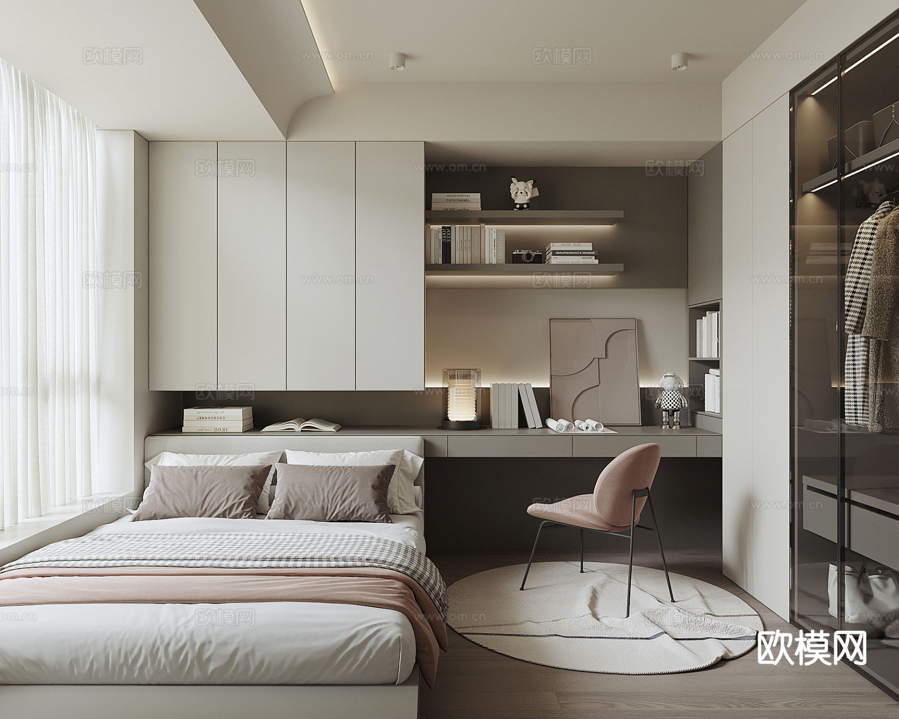 现代榻榻米卧室3d模型下载