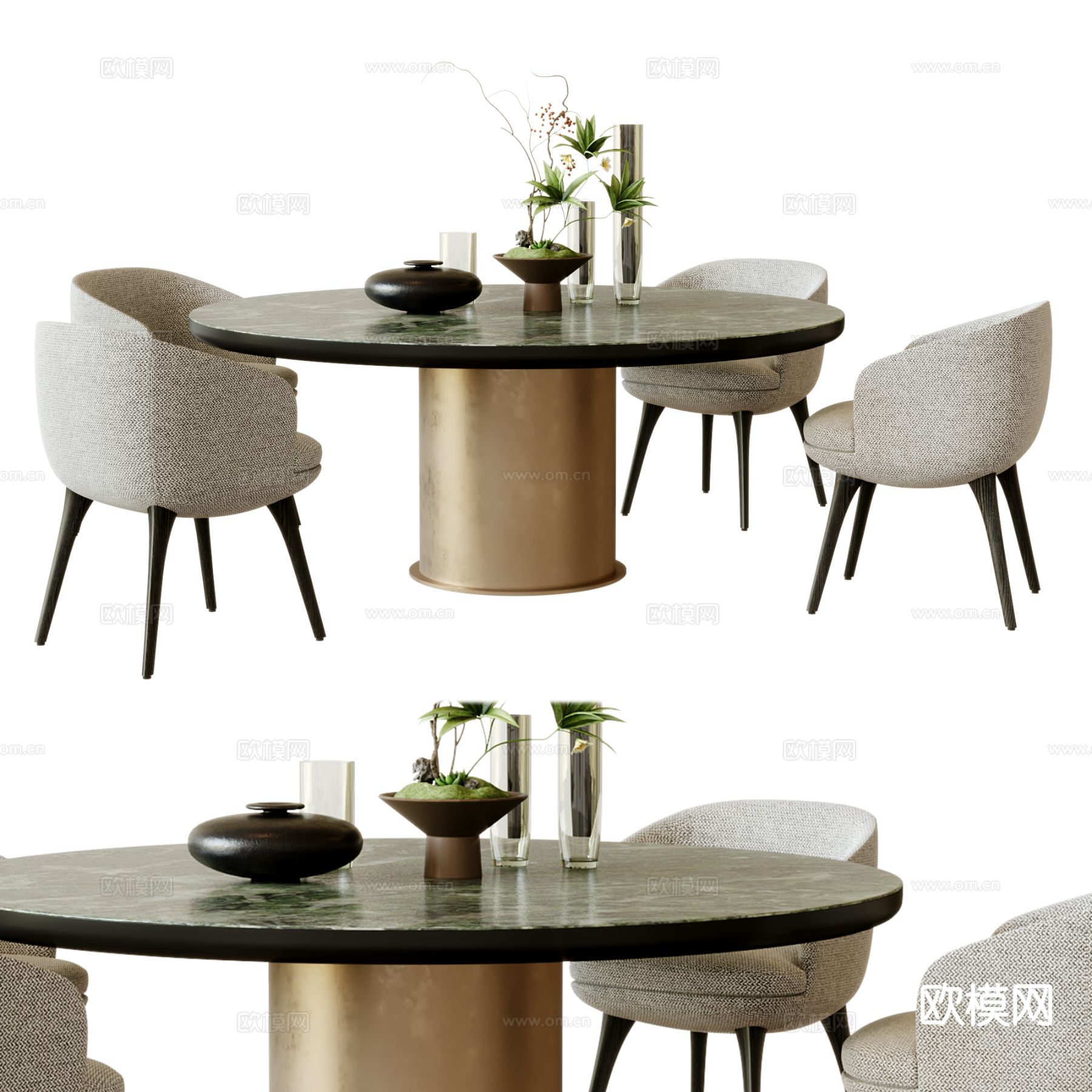 minotti 现代餐桌椅su模型