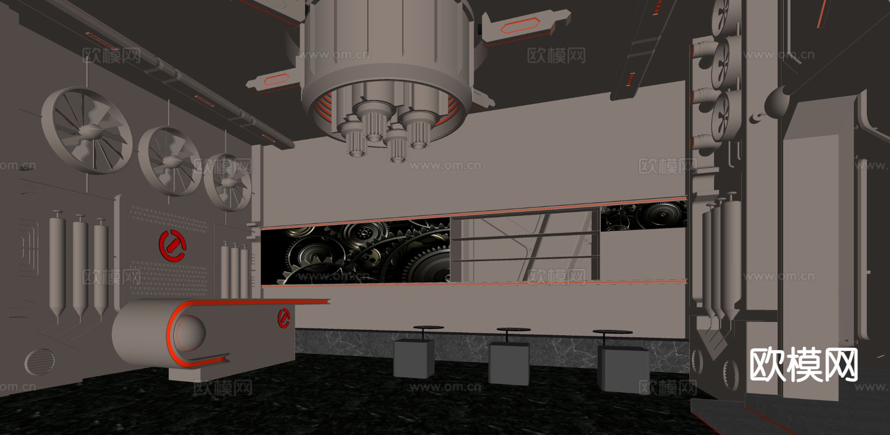 现代酒吧su模型下载（渲染图1）